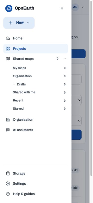 Mobile portal with the navigation drawer open
